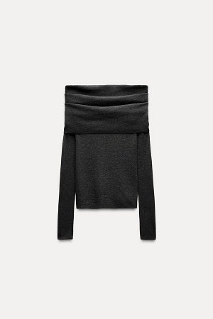 Топ Цвет как на первом фото ТРИКОТАЖНЫЙ ТОП С ОТКРЫТЫМИ ПЛЕЧАМИ (OFF-SHOULDER-STRICKTOP) Топ с прямым вырезом и отворотом. С длинными рукавами. СОСТАВ МАТЕРИАЛА, ИНСТРУКЦИИ ПО УХОДУ И ПРОИСХОЖДЕНИЕ СО