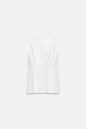 Топ Цвет как на первом фото КОЛЛЕКЦИЯ PEPLE TOP ZW (SCH?SSCHEN-TOP ZW COLLECTION) Топ ZARA WOMAN COLLECTION из смесовой хлопчатобумажной ткани. Круглый вырез и отсутствие рукавов. Подол баски. Потайна