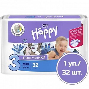 Bella Подгузники Baby Happy 3 midi 5-9 кг 32 шт