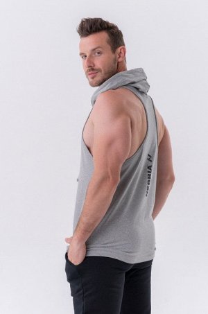 Мужская майка NEBBIA Fitness Tank top with a hoodie (светло-серый)(323)