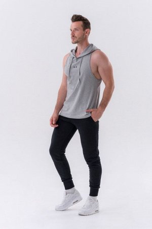 Мужская майка NEBBIA Fitness Tank top with a hoodie (светло-серый)(323)