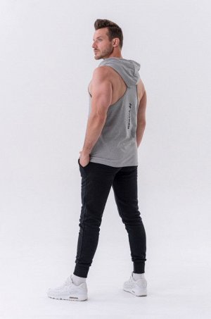 Мужская майка NEBBIA Fitness Tank top with a hoodie (светло-серый)(323)