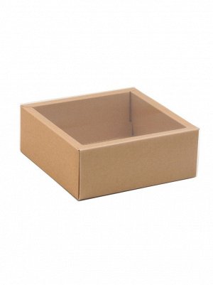 Коробка складная 15 х15 х6 см с PVC крышкой цвет крафт HS-48-5