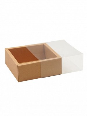 Коробка складная 15 х15 х6 см с PVC крышкой цвет крафт HS-48-5