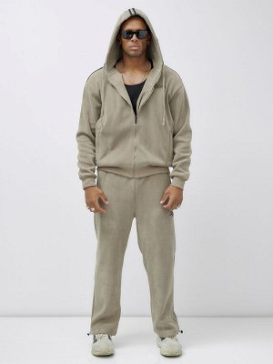 Спортивный костюм мужской демисезонный на флисе бежевого цвета 328B