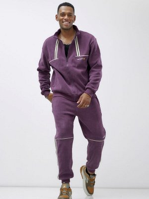 Спортивный костюм мужской демисезонный на флисе фиолетового цвета 326F