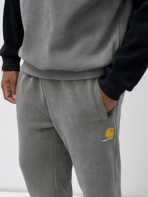Спортивный костюм мужской демисезонный на флисе серого цвета 322Sr