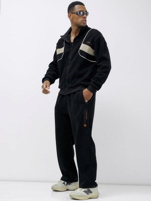 Спортивный костюм мужской демисезонный на флисе черного цвета 329Ch