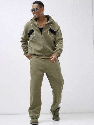 Спортивный костюм мужской демисезонный на флисе цвета хаки 329Kh