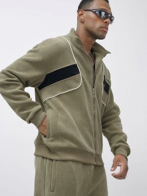 Спортивный костюм мужской демисезонный на флисе цвета хаки 329Kh