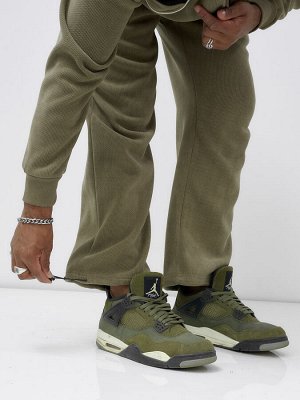 Спортивный костюм мужской демисезонный на флисе цвета хаки 329Kh