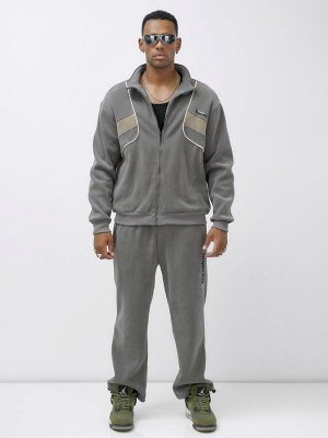 Спортивный костюм мужской демисезонный на флисе серого цвета 329Sr
