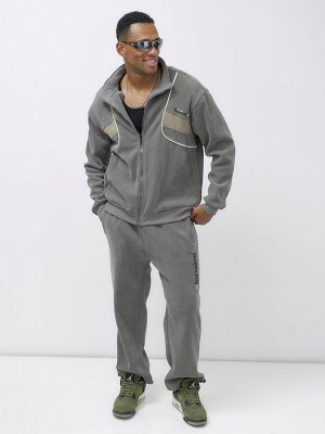 Спортивный костюм мужской демисезонный на флисе серого цвета 329Sr