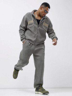 Спортивный костюм мужской демисезонный на флисе серого цвета 329Sr