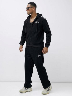 Спортивный костюм мужской демисезонный на флисе черного цвета 328Ch