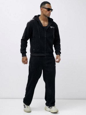 Спортивный костюм мужской демисезонный на флисе черного цвета 328Ch