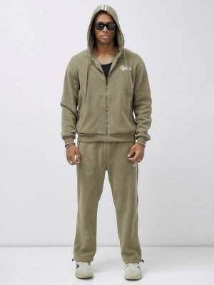 Спортивный костюм мужской демисезонный на флисе цвета хаки 328Kh
