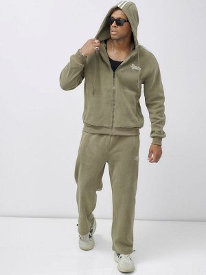 Спортивный костюм мужской демисезонный на флисе цвета хаки 328Kh