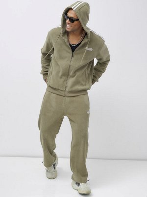 Спортивный костюм мужской демисезонный на флисе цвета хаки 328Kh