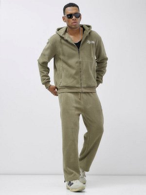 Спортивный костюм мужской демисезонный на флисе цвета хаки 328Kh