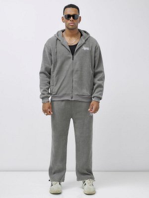 Спортивный костюм мужской демисезонный на флисе серого цвета 328Sr