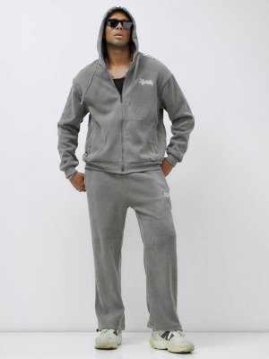 Спортивный костюм мужской демисезонный на флисе серого цвета 328Sr