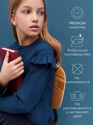 Лонгслив детский с рюшами на рукавах Amarobaby Ruffle, цвет синий
