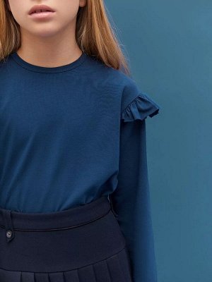 Лонгслив детский с рюшами на рукавах Amarobaby Ruffle, цвет синий