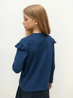 Лонгслив детский с рюшами на рукавах Amarobaby Ruffle, цвет синий