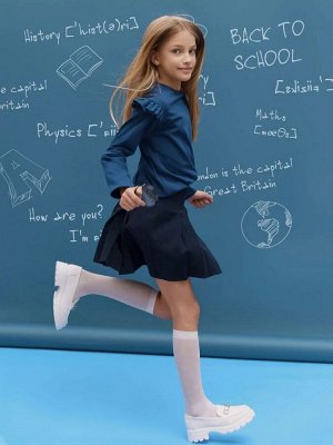 Лонгслив детский с рюшами на рукавах Amarobaby Ruffle, цвет синий