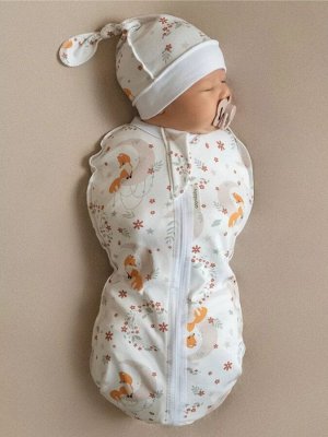 Пеленка (кокон на молнии) с шапочкой Amarobaby (Soft Hugs) Лиса