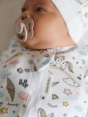 Пеленка (кокон на молнии) с шапочкой Amarobaby (Soft Hugs)  Единороги