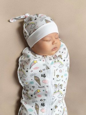 Пеленка (кокон на молнии) с шапочкой Amarobaby (Soft Hugs)  Единороги