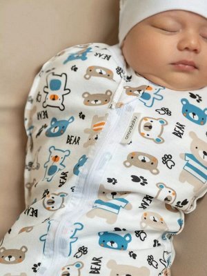 Пеленка (кокон на молнии) с шапочкой Amarobaby (Soft Hugs)   Мишки