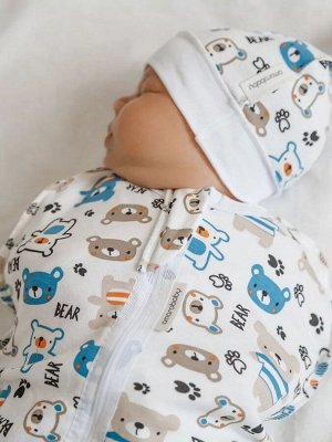 Пеленка (кокон на молнии) с шапочкой Amarobaby (Soft Hugs)   Мишки