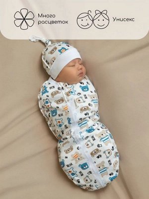 Пеленка (кокон на молнии) с шапочкой Amarobaby (Soft Hugs)   Мишки