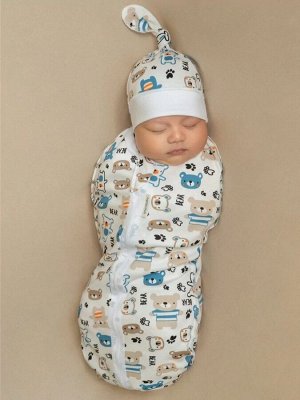 Пеленка (кокон на молнии) с шапочкой Amarobaby (Soft Hugs)   Мишки