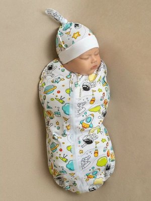 Пеленка (кокон на молнии) с шапочкой Amarobaby (Soft Hugs) Космос