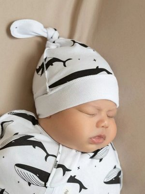 Пеленка (кокон на молнии) с шапочкой Amarobaby (Soft Hugs)  Киты