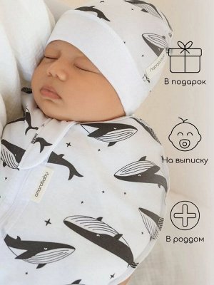 Пеленка (кокон на молнии) с шапочкой Amarobaby (Soft Hugs)  Киты