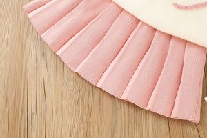 Детский костюм: кофта с рюшами + юбка, цвет молочный/розовый