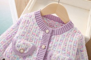 Детский костюм: кардиган + юбка, цвет розовый/фиолетовый