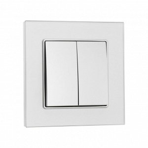 Выключатель TOT Glossy Glass, 10 А, 2 клавиши, скрытый, стекло, серебристый