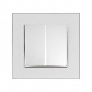 Выключатель проходной TOT Glossy Glass, 10 А, 2 клавиши, скрытый, стекло, серебристый