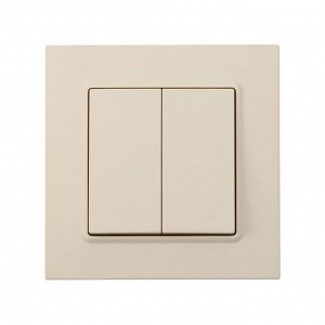 Выключатель проходной TOT Elegant, 10 А, 2 клавиши, скрытый монтаж, бежевый