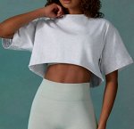 Футболка трикотажная короткая свободного кроя, белый