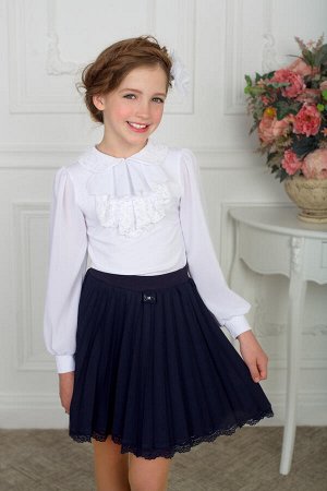 Блузка школьная для девочки длинный рукав цвет Белый