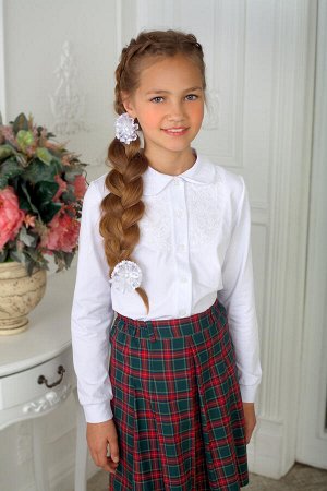 Блузка школьная для девочки длинный рукав цвет Белый