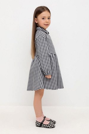 Платье(Осень-Зима)+girls (серая клетка на белом к519)