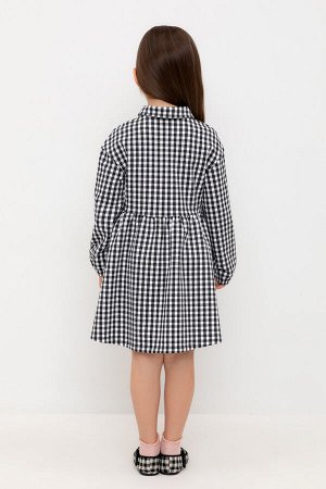 Платье(Осень-Зима)+girls (серая клетка на белом к519)